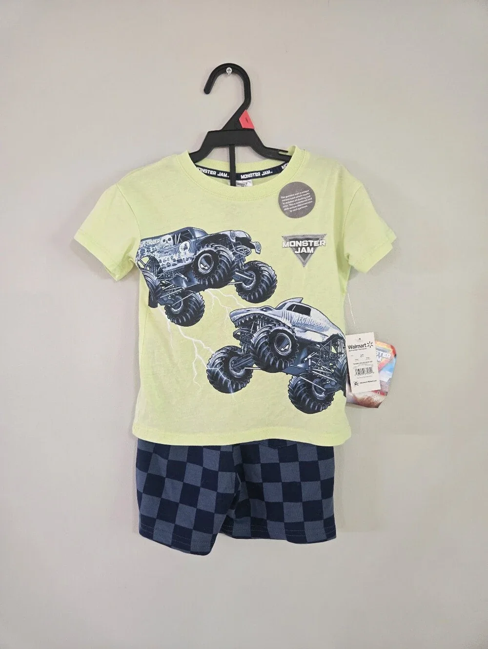 Monster Jam Grave Digger Megalodon Boys 2-Piece Outfit Set Size 2T NWT